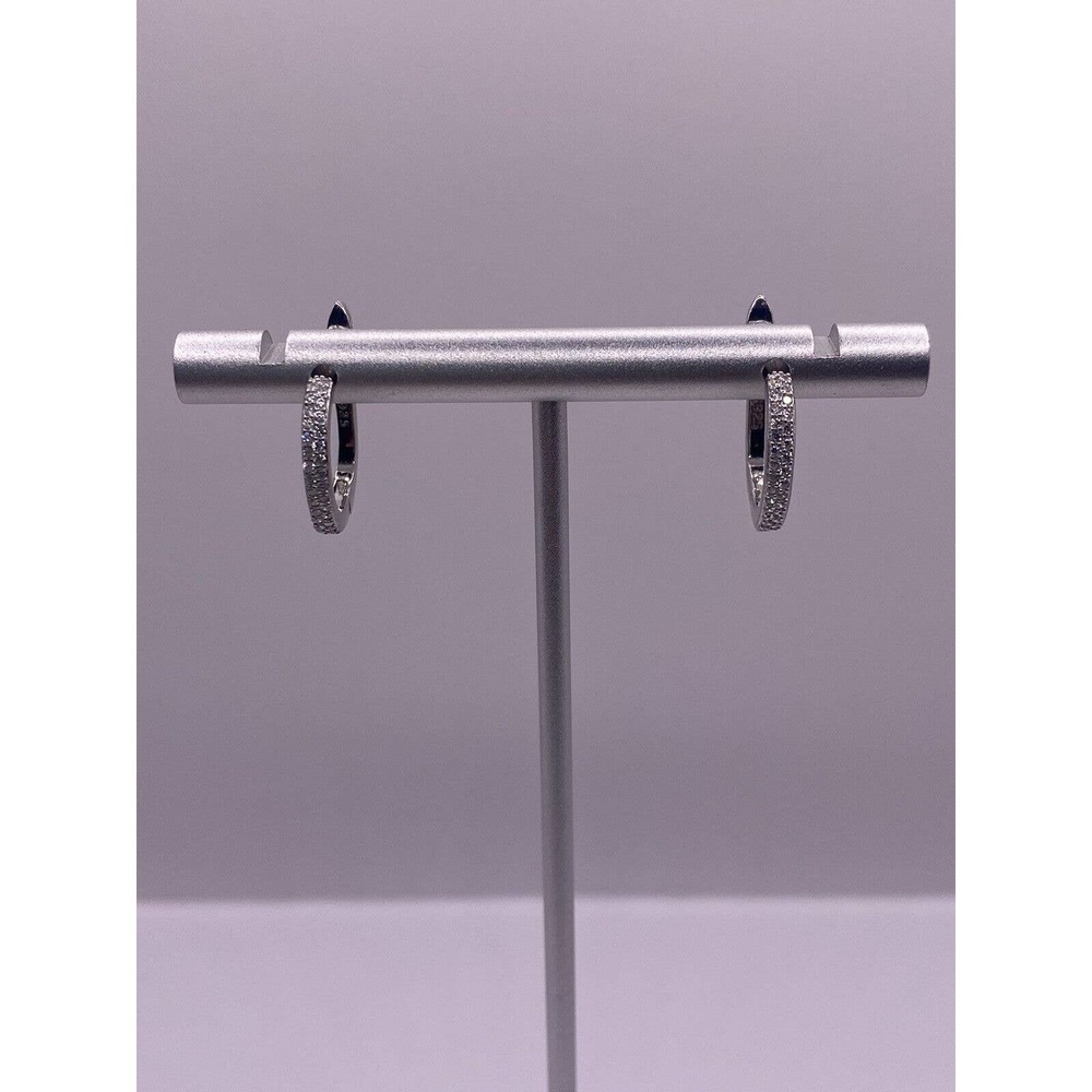 CZ Hoop Earrings Sterling Silver